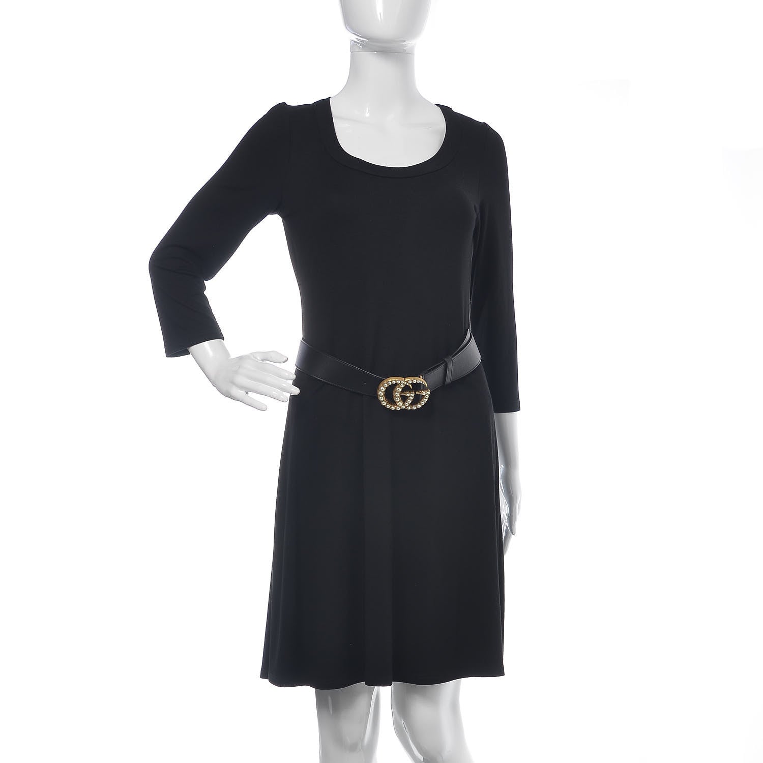 Gucci Moon Calfskin Pearl Double G 40mm Belt 80 32 Black Cream 2 of 6