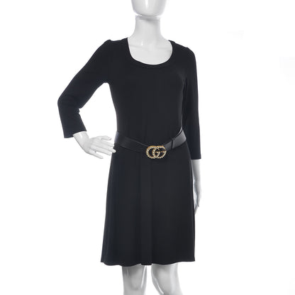 Gucci Moon Calfskin Pearl Double G 40mm Belt 80 32 Black Cream 2 of 6