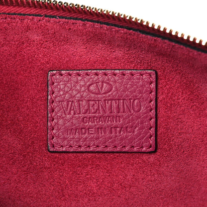 Valentino Garavani Pebbled Calfskin Large Rockstud Zip Pouch Deep Cyclamin 6 of 9