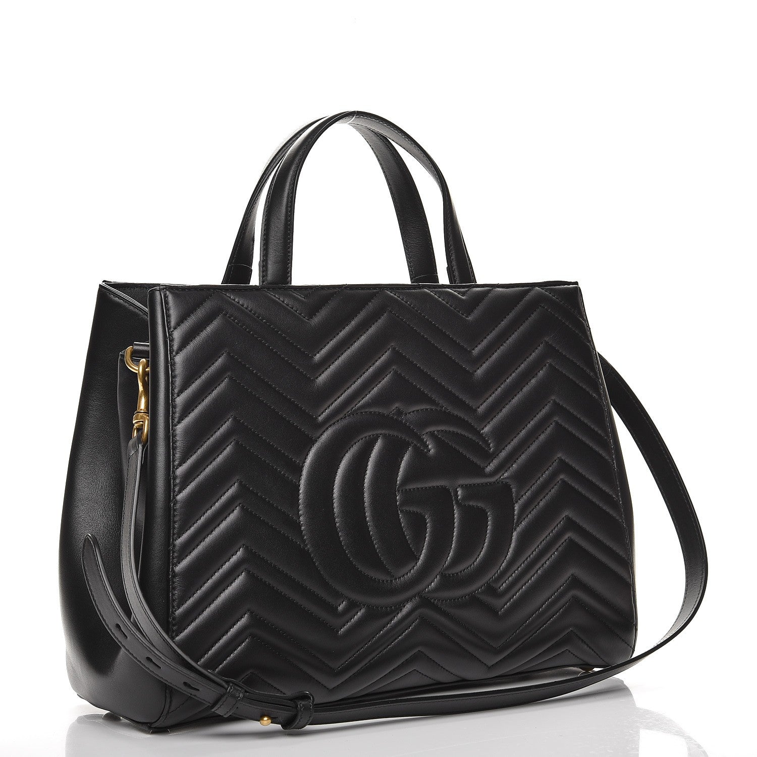 Gucci Calfskin Matelasse Medium GG Marmont Tote Black 4 of 11