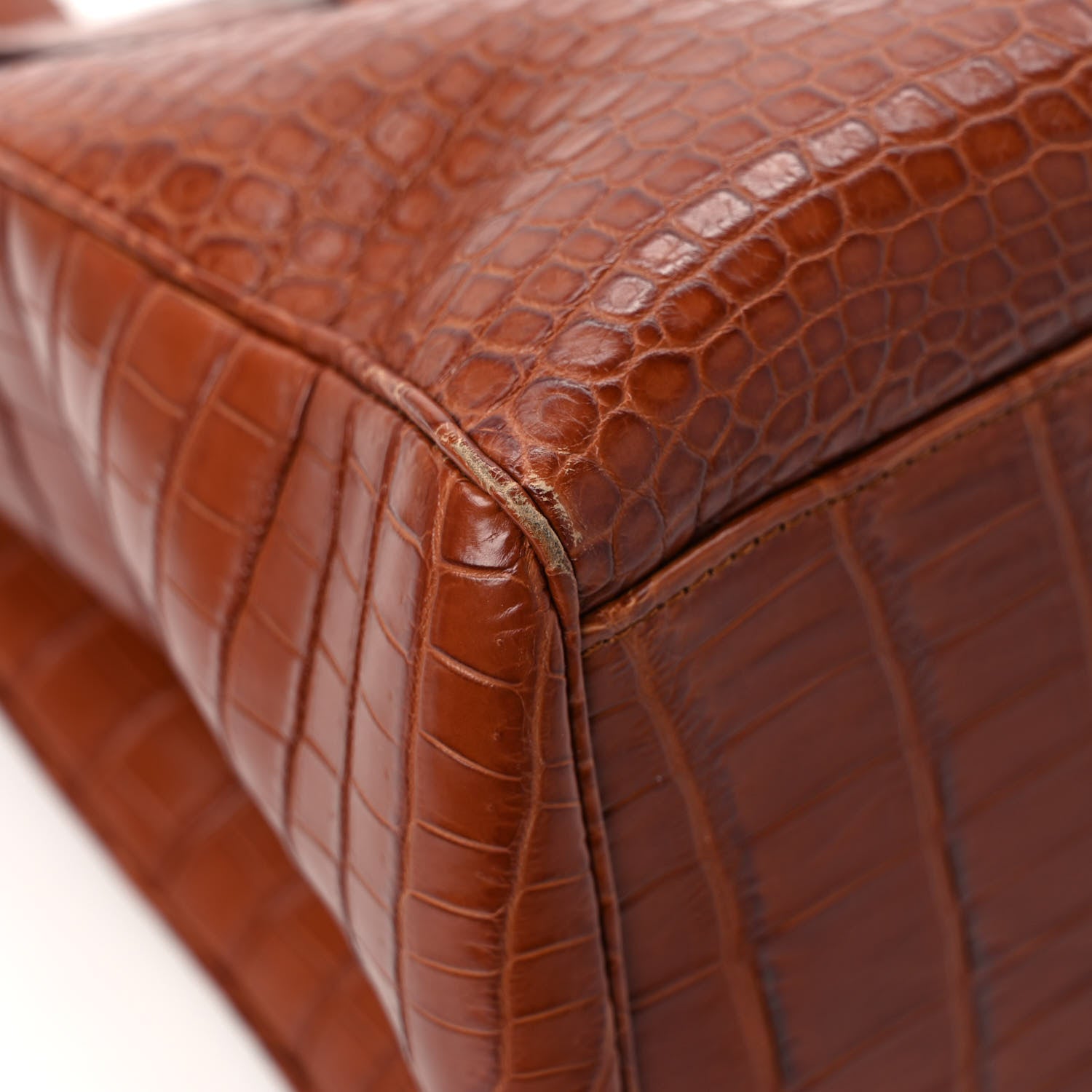 Celine Calfskin Crocodile Embossed Medium Soft 16 Bag Tan 9 of 11