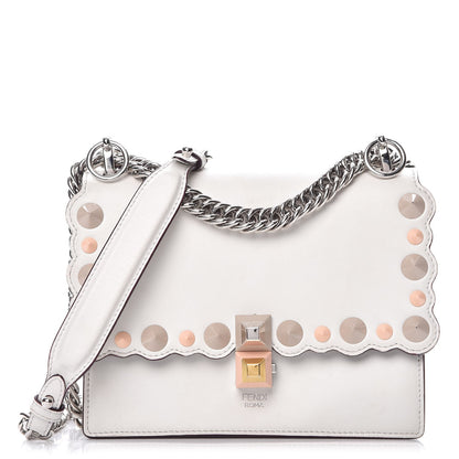 Fendi Vitello Liberty Scalloped Multi Studded Small Kan I Shoulder Bag White Ice Multicolor 1 of 12