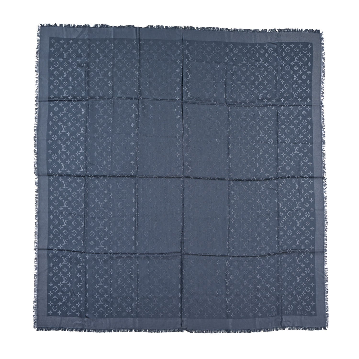 Louis Vuitton Silk Wool Monogram Denim Shawl Blue 1 of 6