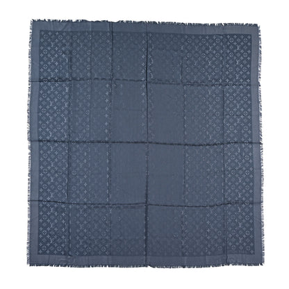 Louis Vuitton Silk Wool Monogram Denim Shawl Blue 1 of 6