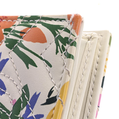 Gucci X KEN SCOTT Calfskin Matelasse Floral Print GG Marmont Card Case Wallet Ivory Pink 8 of 10