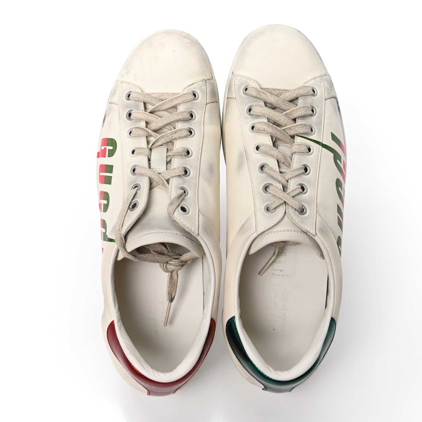 Distressed Calfskin Mens Ace Blade Sneakers 10.5 White