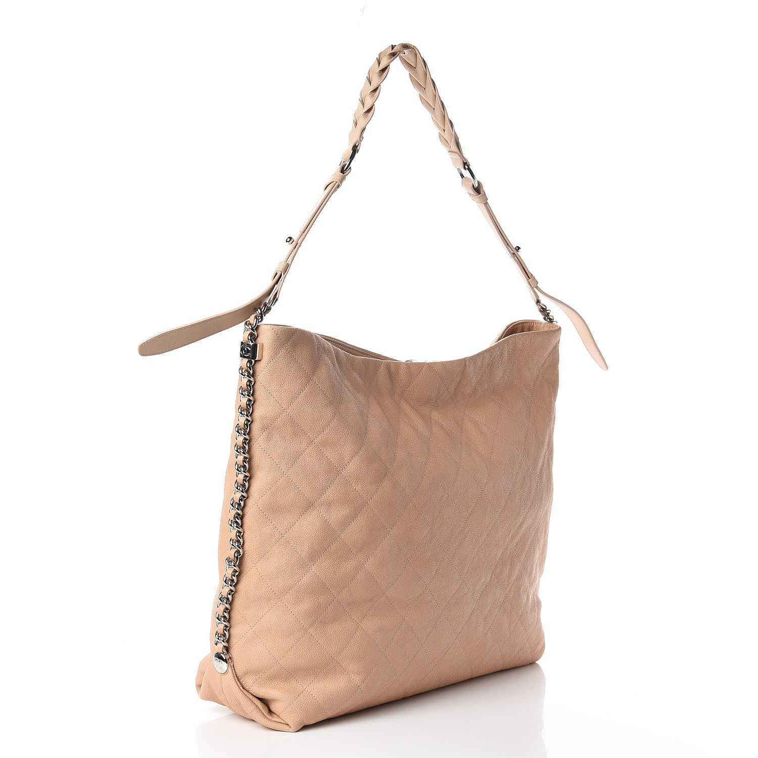 Chanel Grained Calfskin Stitched Large Braided With Style Hobo Beige 3 of 11