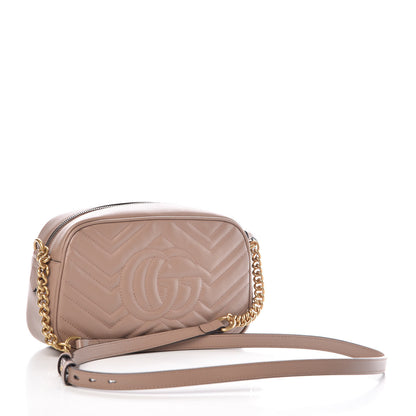 Gucci Calfskin Matelasse Small GG Marmont Chain Shoulder Bag Taupe 3 of 9