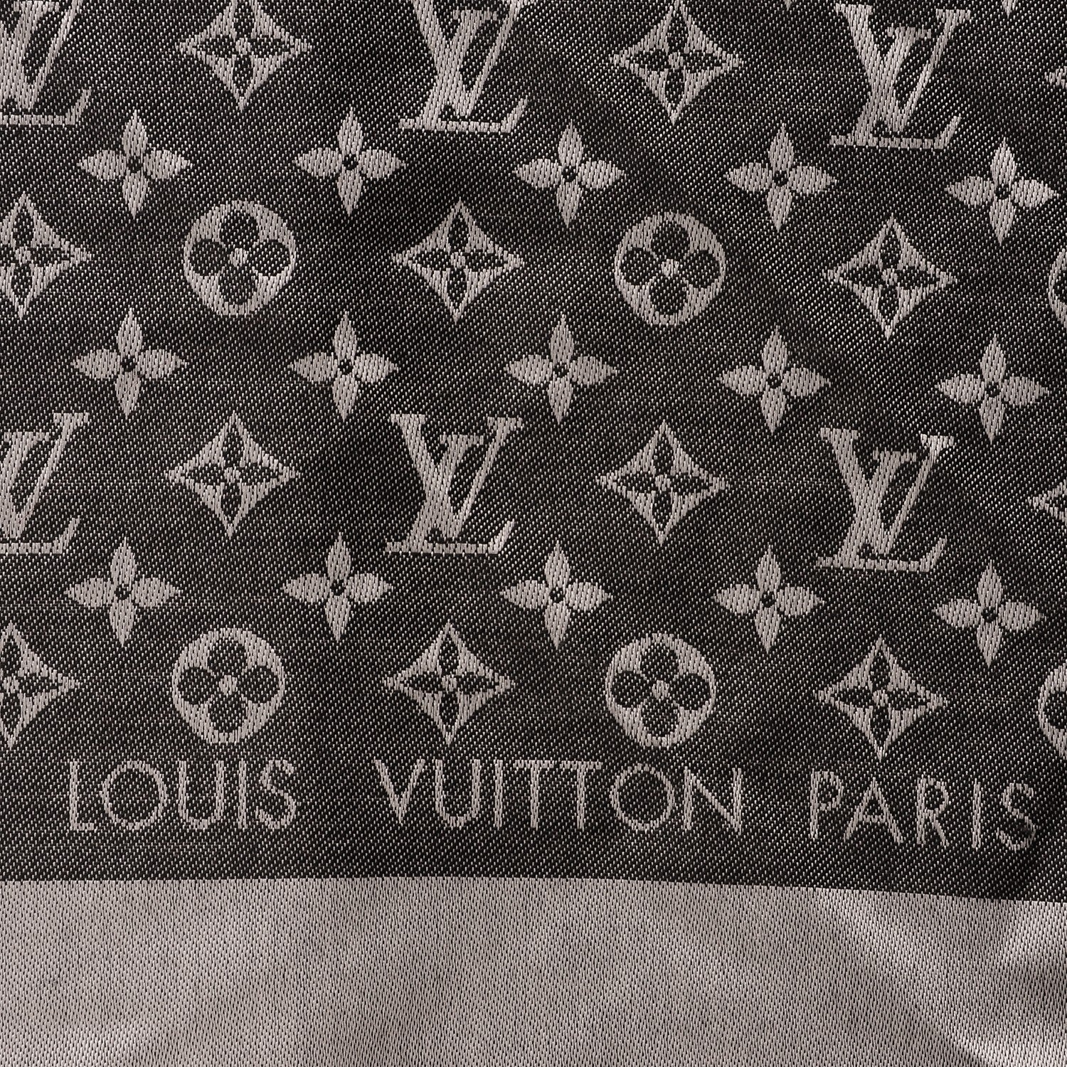 Louis Vuitton Wool Silk Monogram Denim Shawl Black 4 of 5