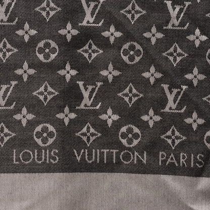Louis Vuitton Wool Silk Monogram Denim Shawl Black 4 of 5