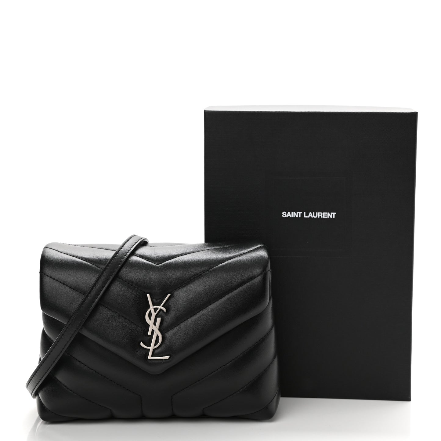 Calfskin Y Quilted Monogram Toy Loulou Crossbody Bag Black
