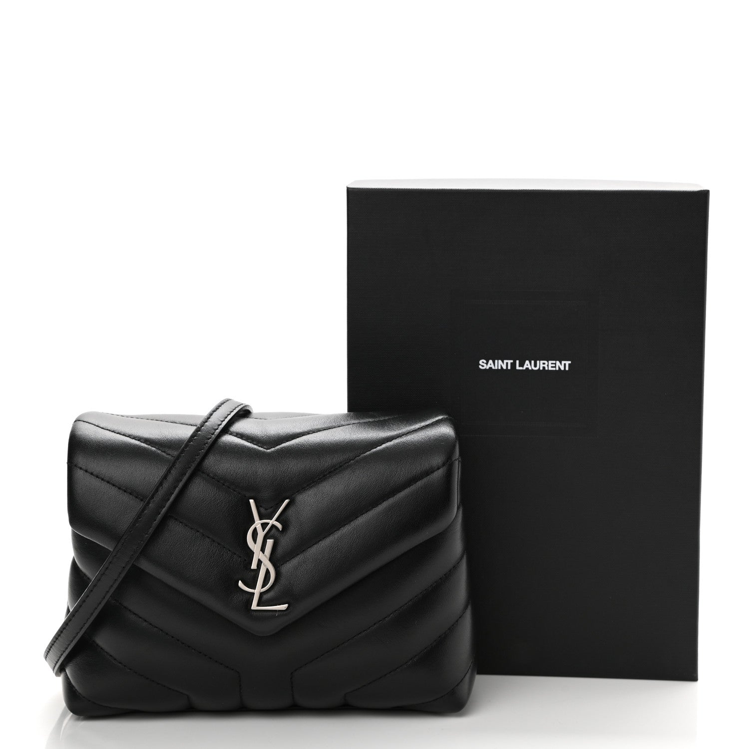 Saint Laurent Calfskin Y Quilted Monogram Toy Loulou Crossbody Bag Black 12 of 12