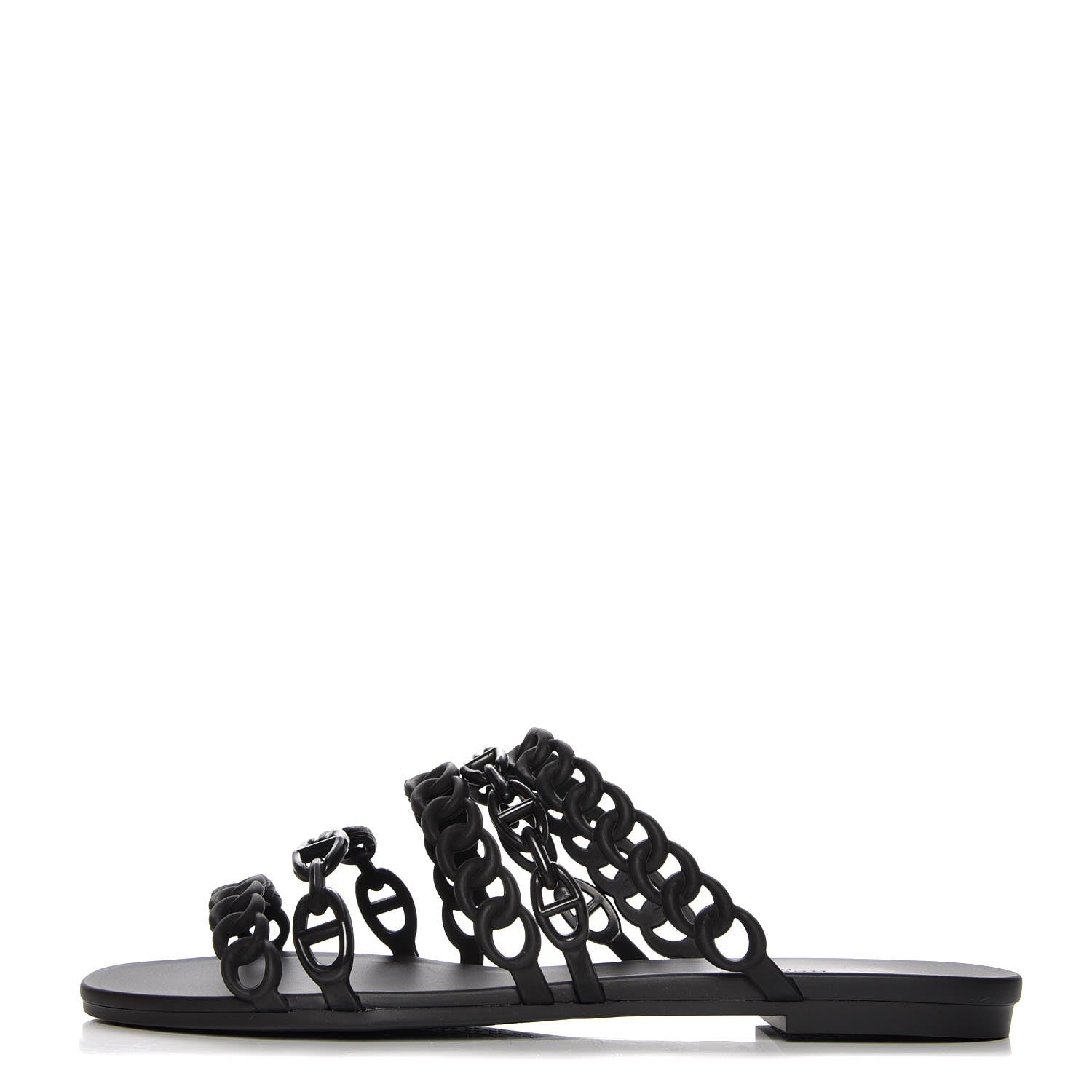 Hermes Rubber Chaine d'Ancre Nude Sandals 40 Black 1 of 8