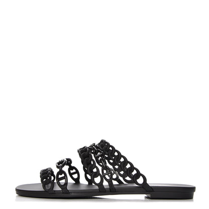 Hermes Rubber Chaine d'Ancre Nude Sandals 40 Black 1 of 8