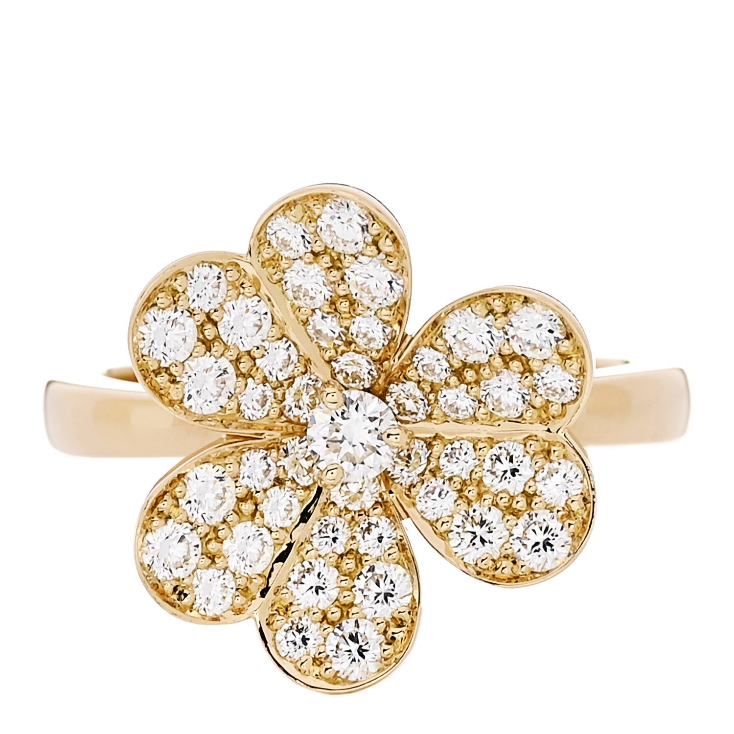 Van Cleef & Arpels 18K Yellow Gold Diamond Small Pave Frivole Ring 53 6.5 1 of 6