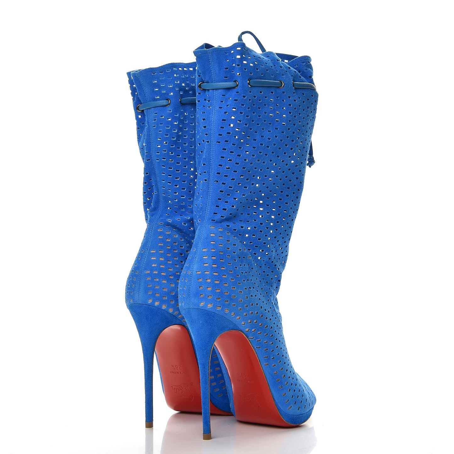 Perforated Nappa Suede Jennifer 120 Boots 36.5 Blue