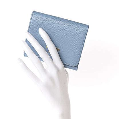 Prada Vitello Move Bi-Color Tri-Fold Compact Wallet Astrale Bluette 2 of 7