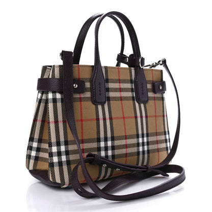 Burberry Goatskin Vintage Check Small Banner Tote Deep Claret 4 of 15