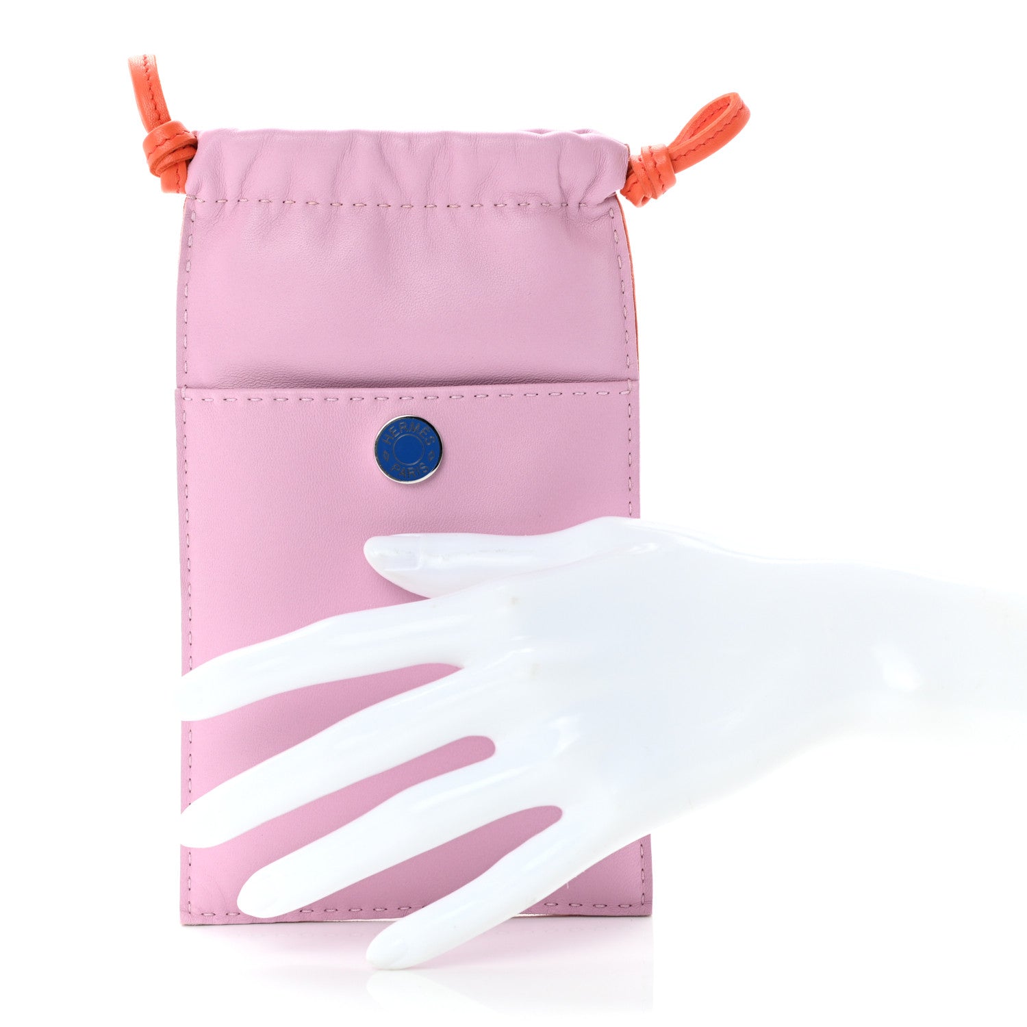 Hermes Milo Lambskin Swift Pilo Phone Case Mauve Sylvestre Orange Poppy Bleu De France 2 of 9
