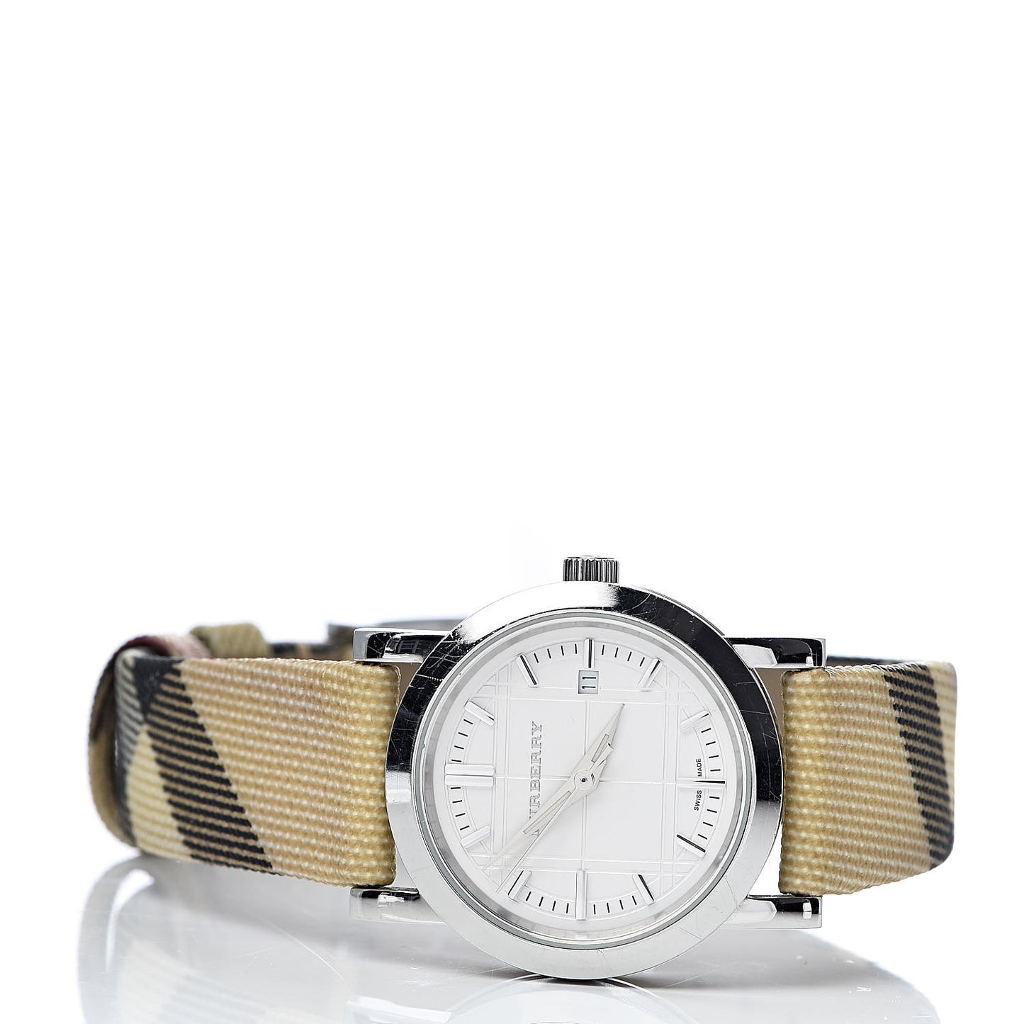 Stainless Steel Calfskin 28mm Heritage Nova Check Quartz Watch BU1387