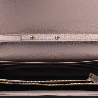 Saint Laurent Grain De Poudre Matelasse Chevron Monogram Chain Wallet Rose Antic 5 of 18