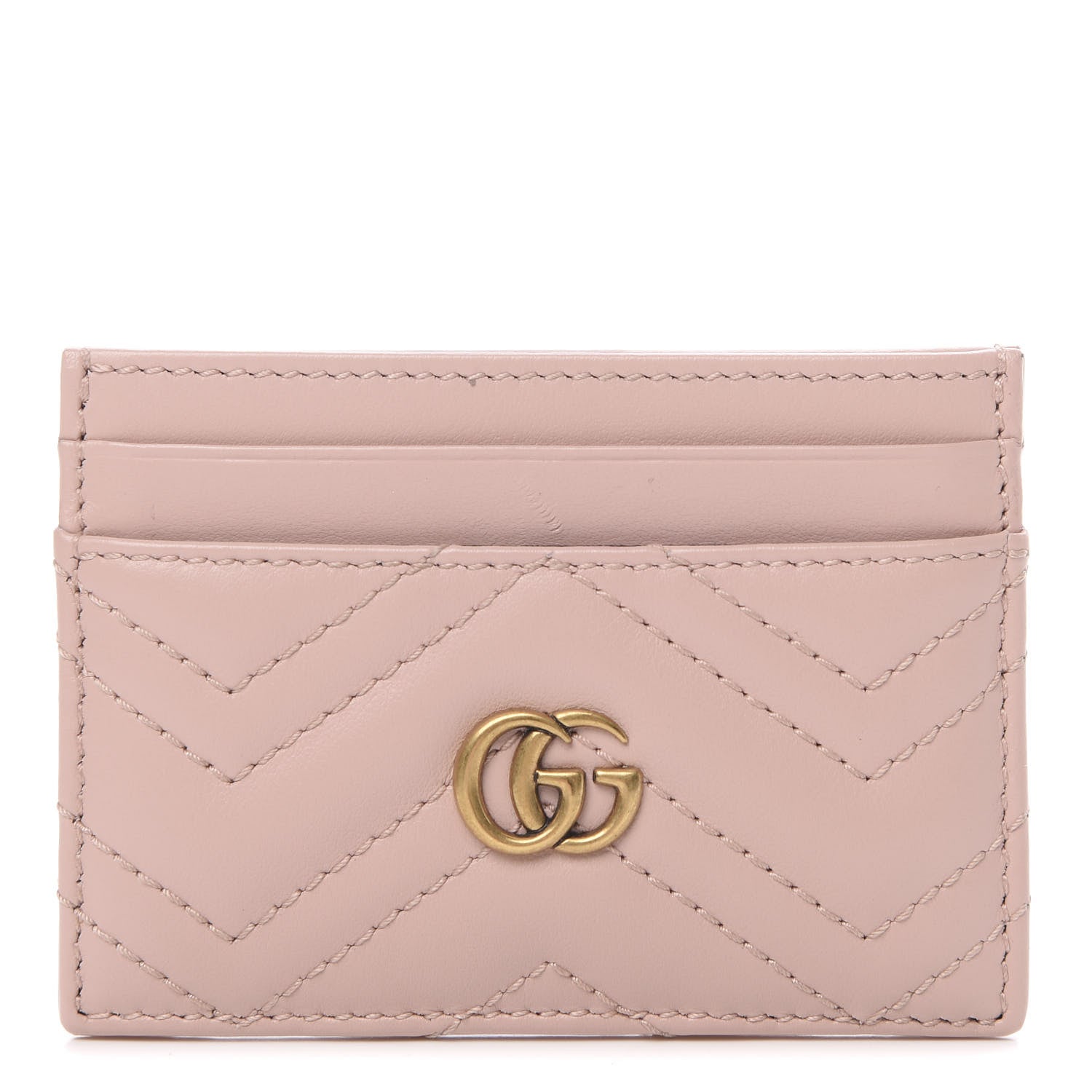 Gucci Calfskin Matelasse GG Marmont Card Holder Perfect Pink 1 of 8