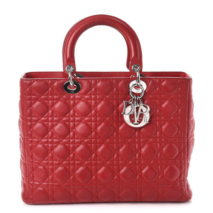 Christian Dior Lambskin Cannage Large Lady Dior Red 1 of 10