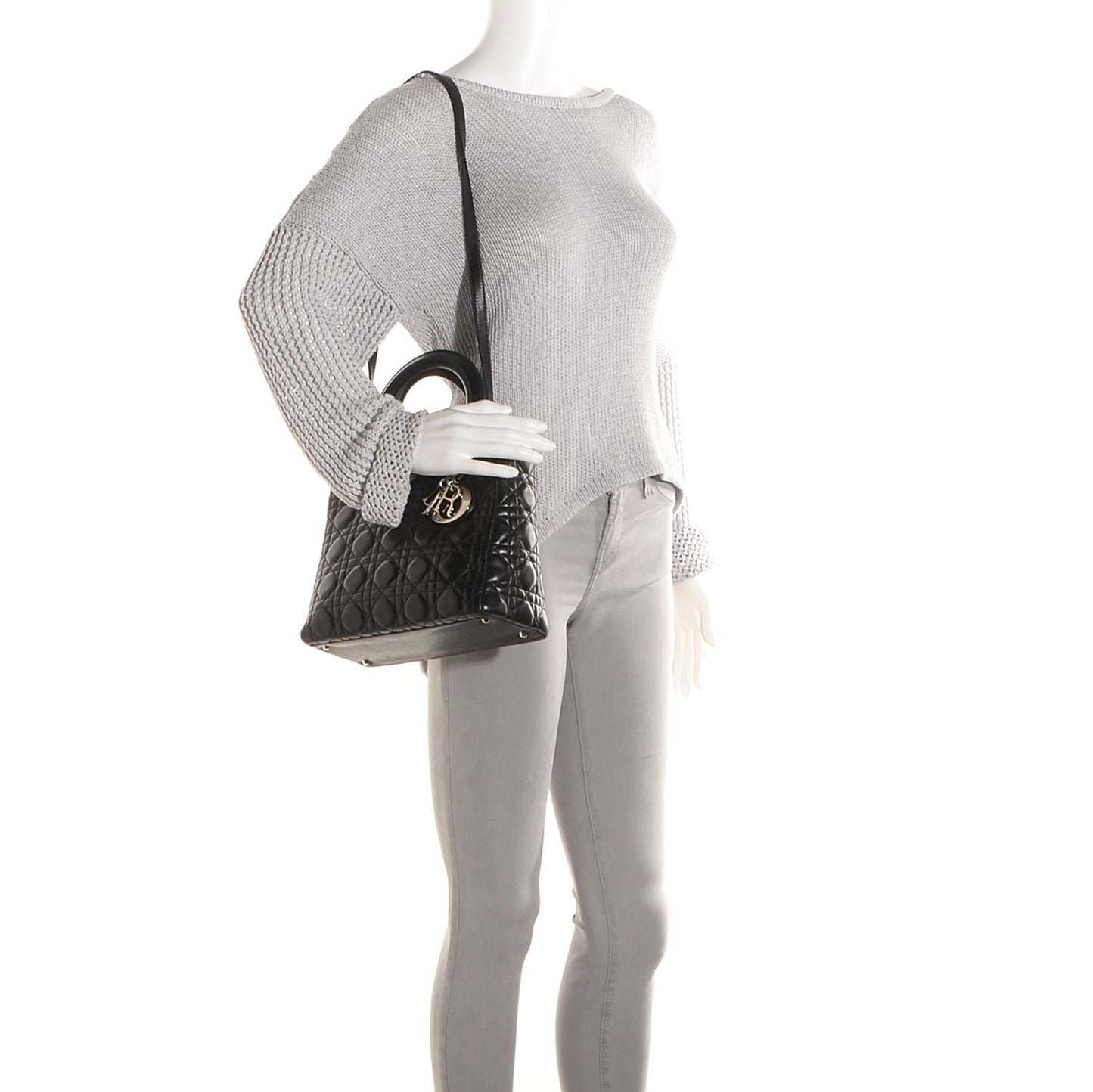 Lambskin Cannage Medium Lady Dior Black