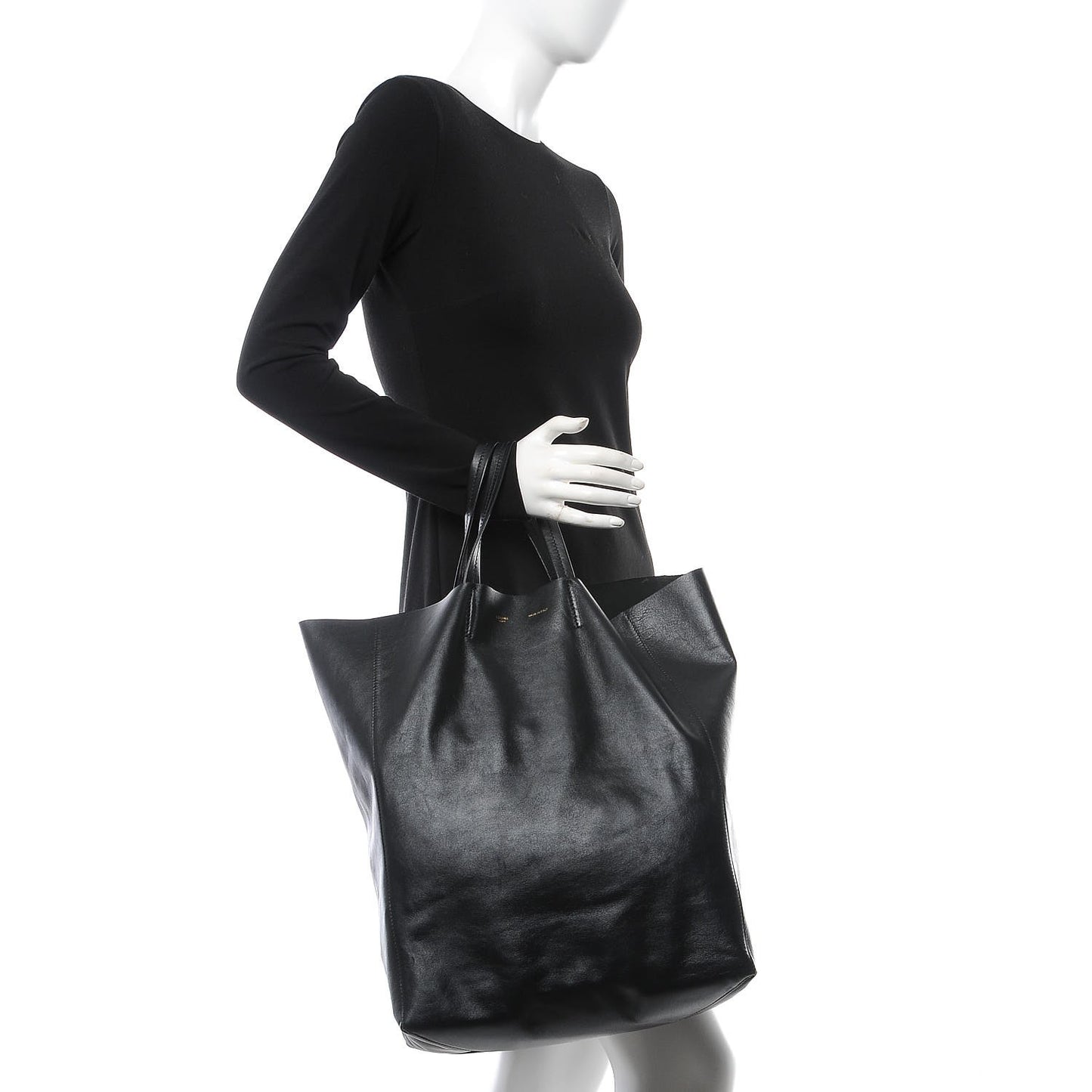 Smooth Lambskin Vertical Cabas Black