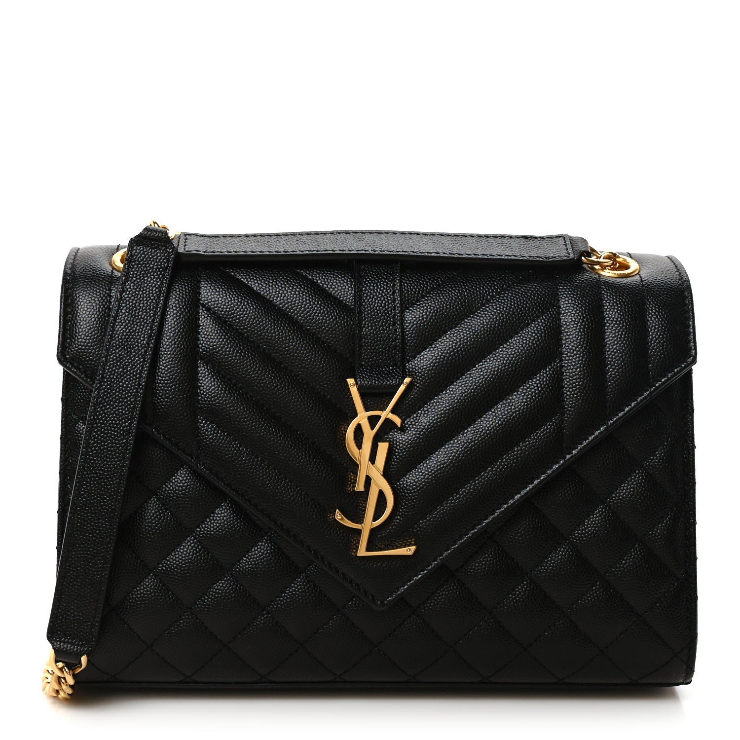 Saint Laurent Grain De Poudre Textured Mixed Matelasse Triquilt Medium Monogram Satchel Black 1 of 10