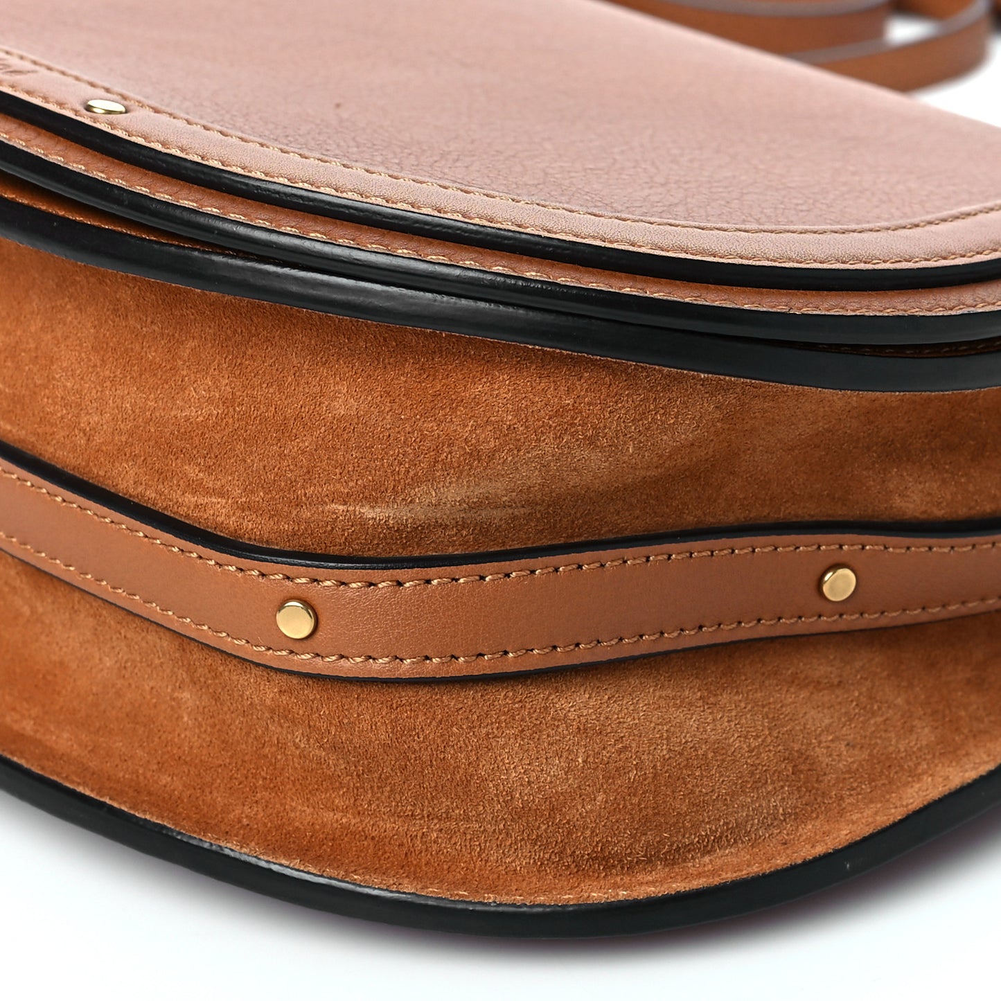 Calfskin Suede Medium Nile Bracelet Bag Caramel