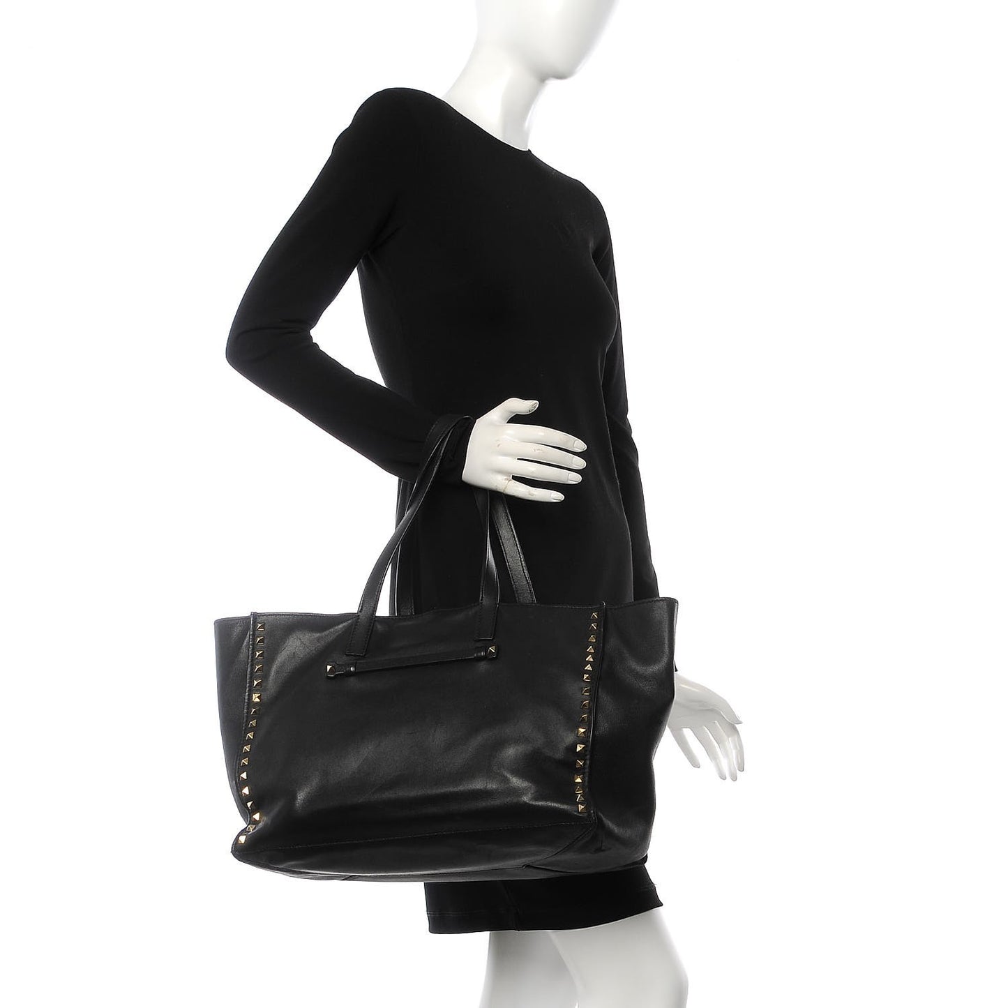 Nappa Medium Rockstud Soft Tote Black