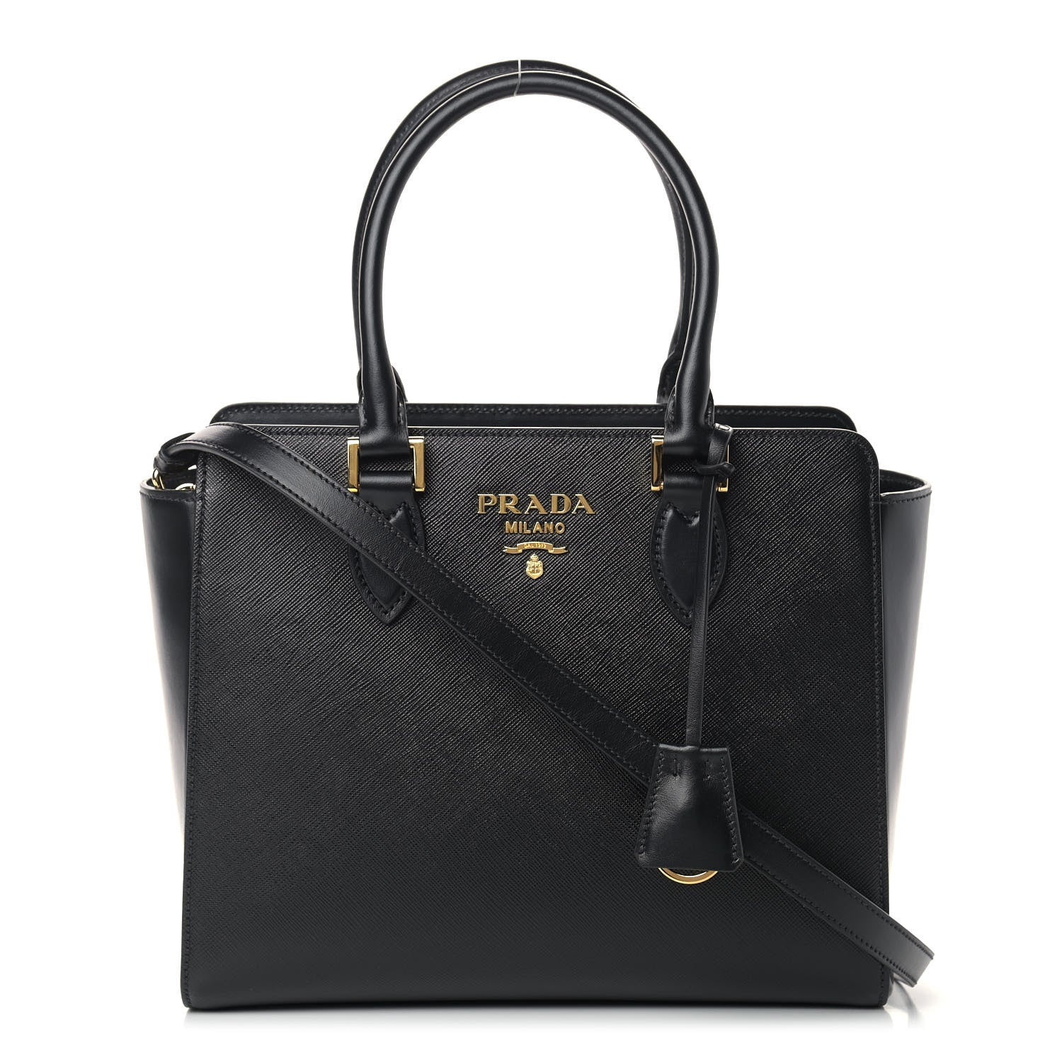 Prada Saffiano Soft Calfskin Small Zippered Tote Black 1 of 9