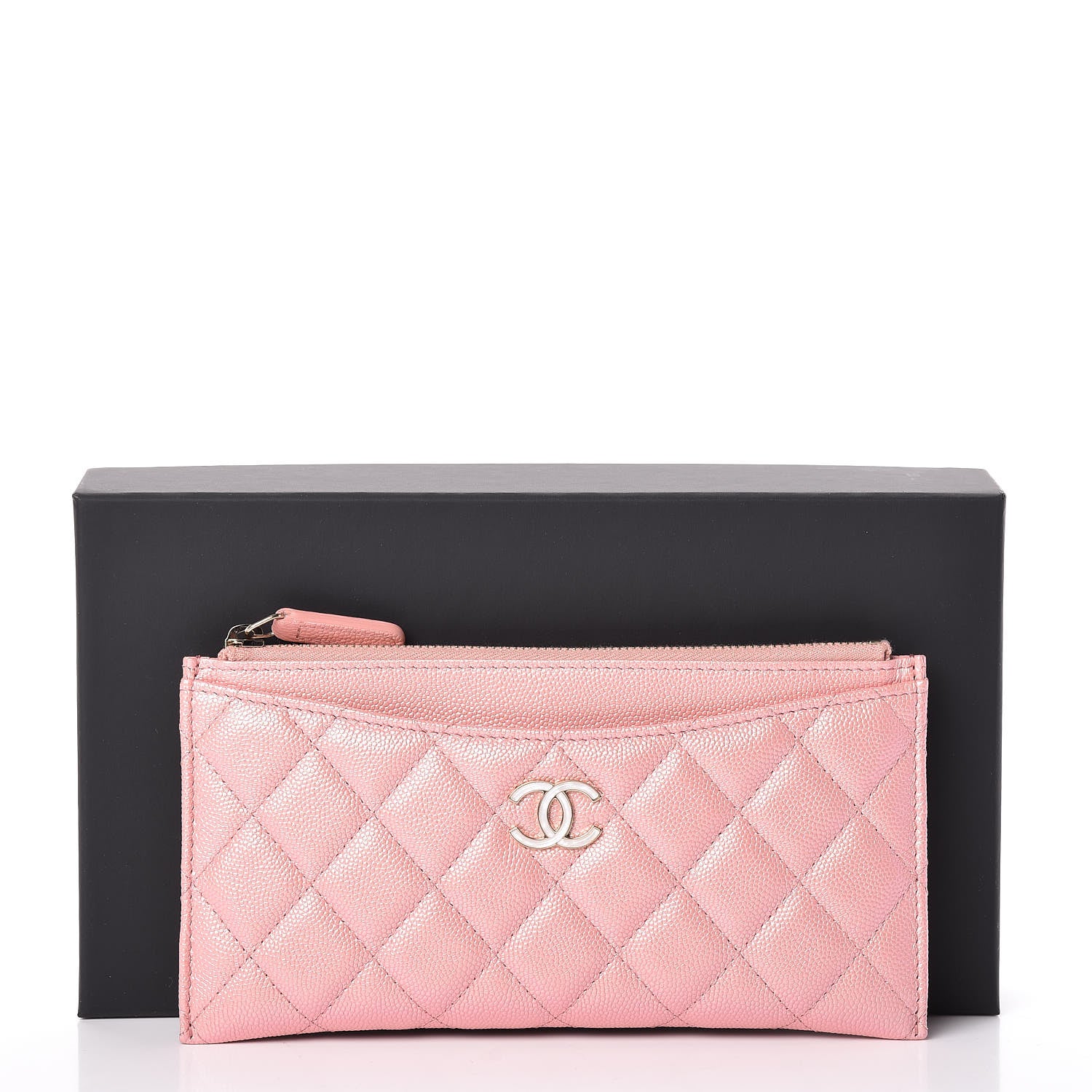 Chanel Iridescent Caviar Quilted Classic Zip Pouch Pink 8 of 8