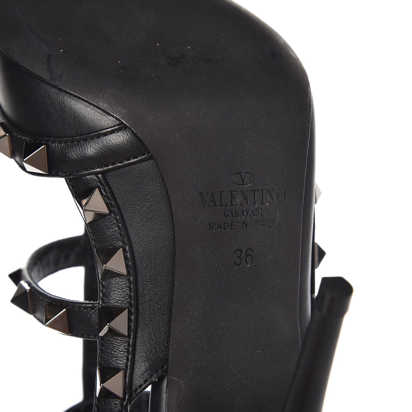 Nappa Rockstud Ankle Strap Pumps 36 Black
