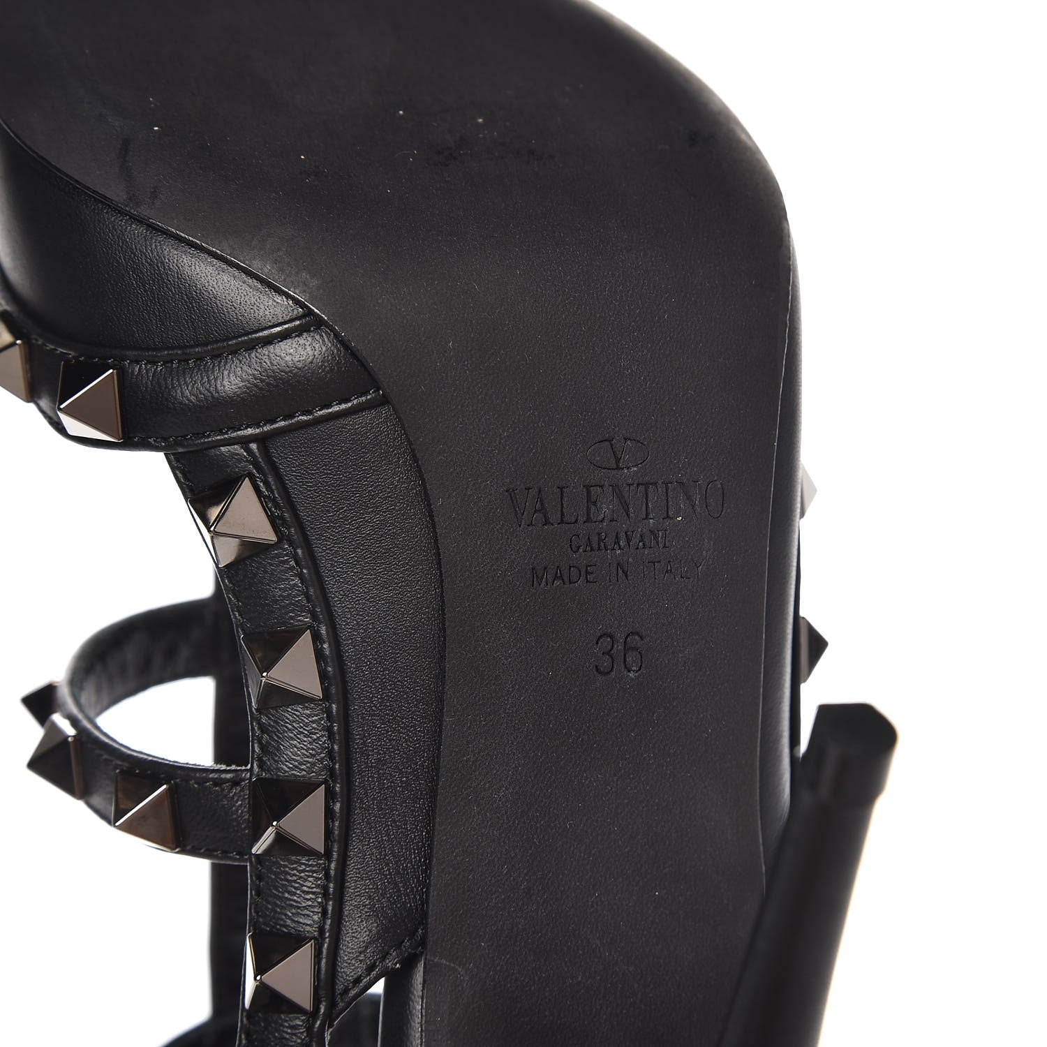 Valentino Garavani Nappa Rockstud Ankle Strap Pumps 36 Black 6 of 7