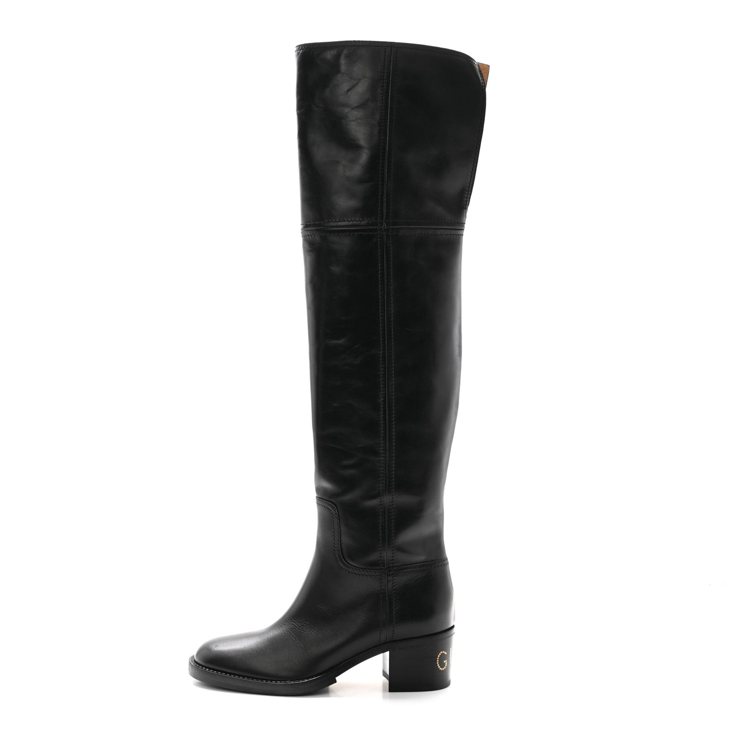 Calfskin Knee High Boots 40 Black