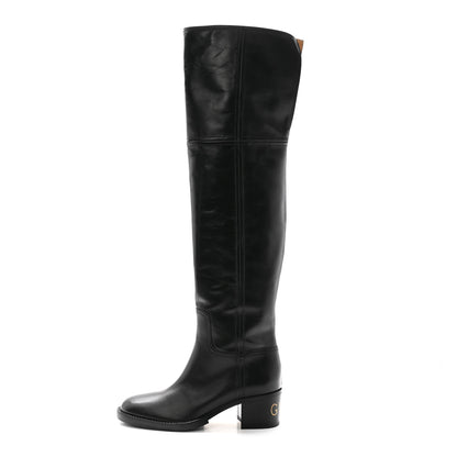 Gucci Calfskin Knee High Boots 40 Black 1 of 8