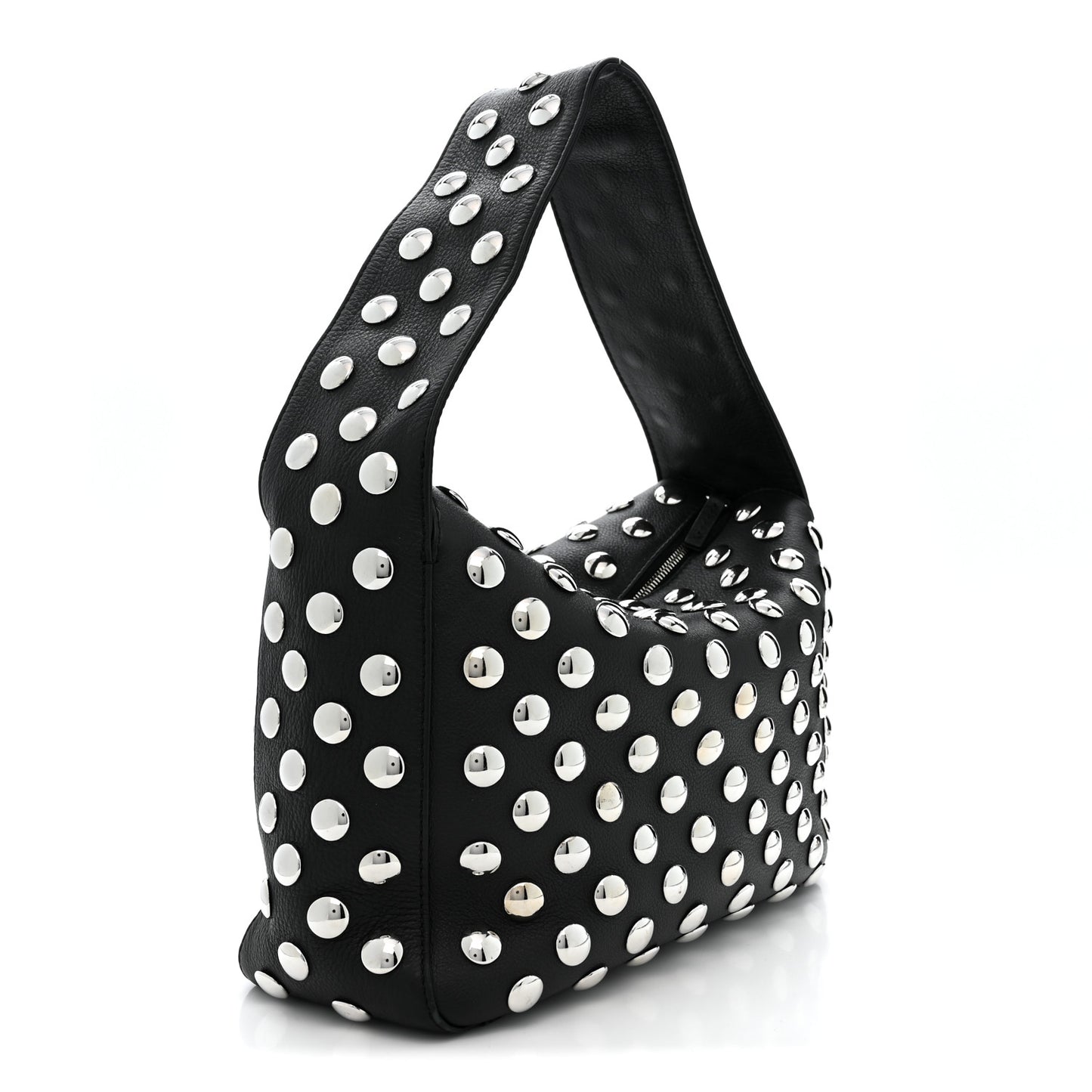 Pebbled Sport Calfskin Studded Elena Black