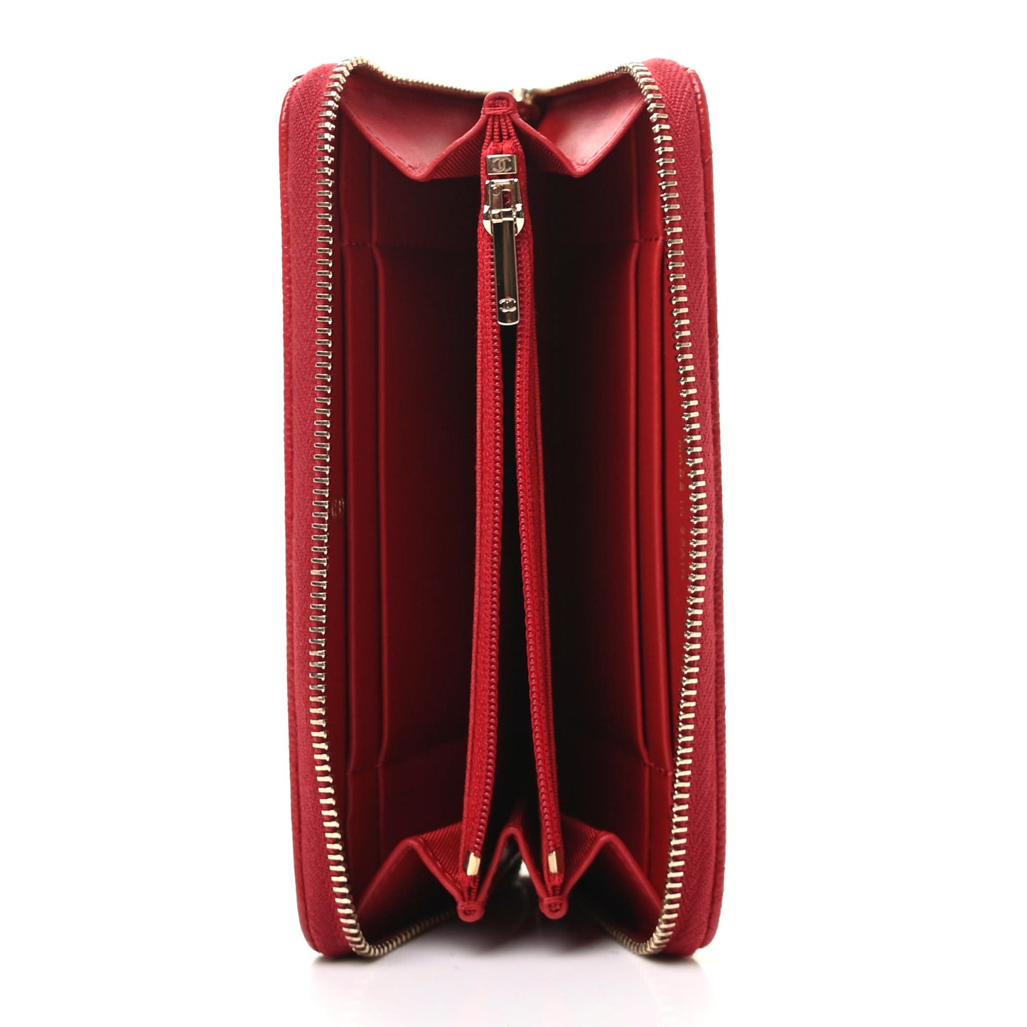 Caviar Quilted Medium Zip Around Wallet Red