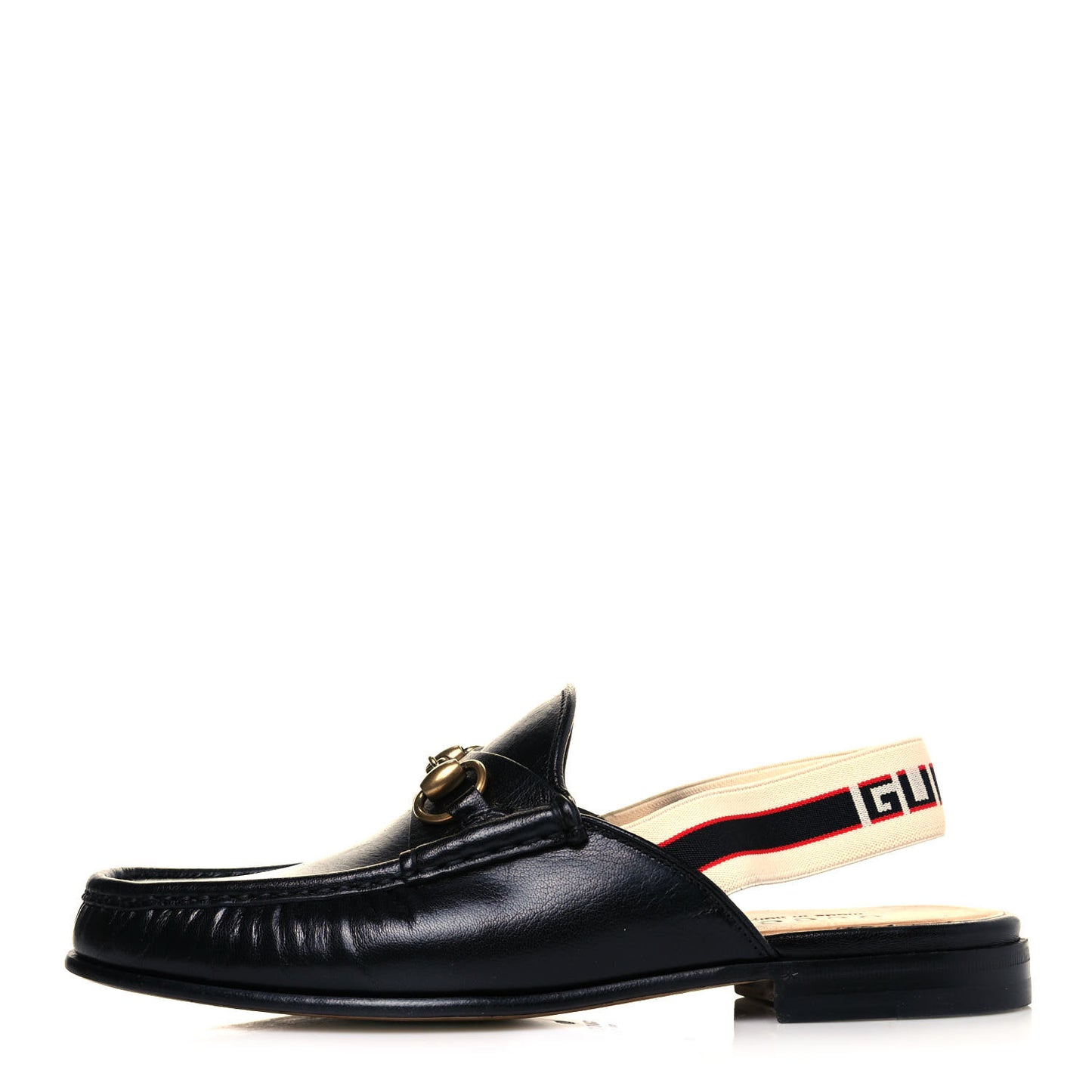 Goatskin Stripe Mens Horsebit Slingback Slippers 7.5 Black