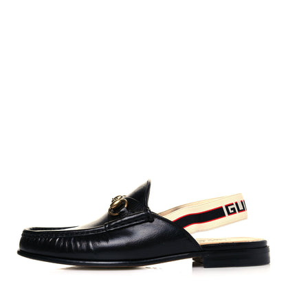 Gucci Goatskin Stripe Mens Horsebit Slingback Slippers 7.5 Black 1 of 8
