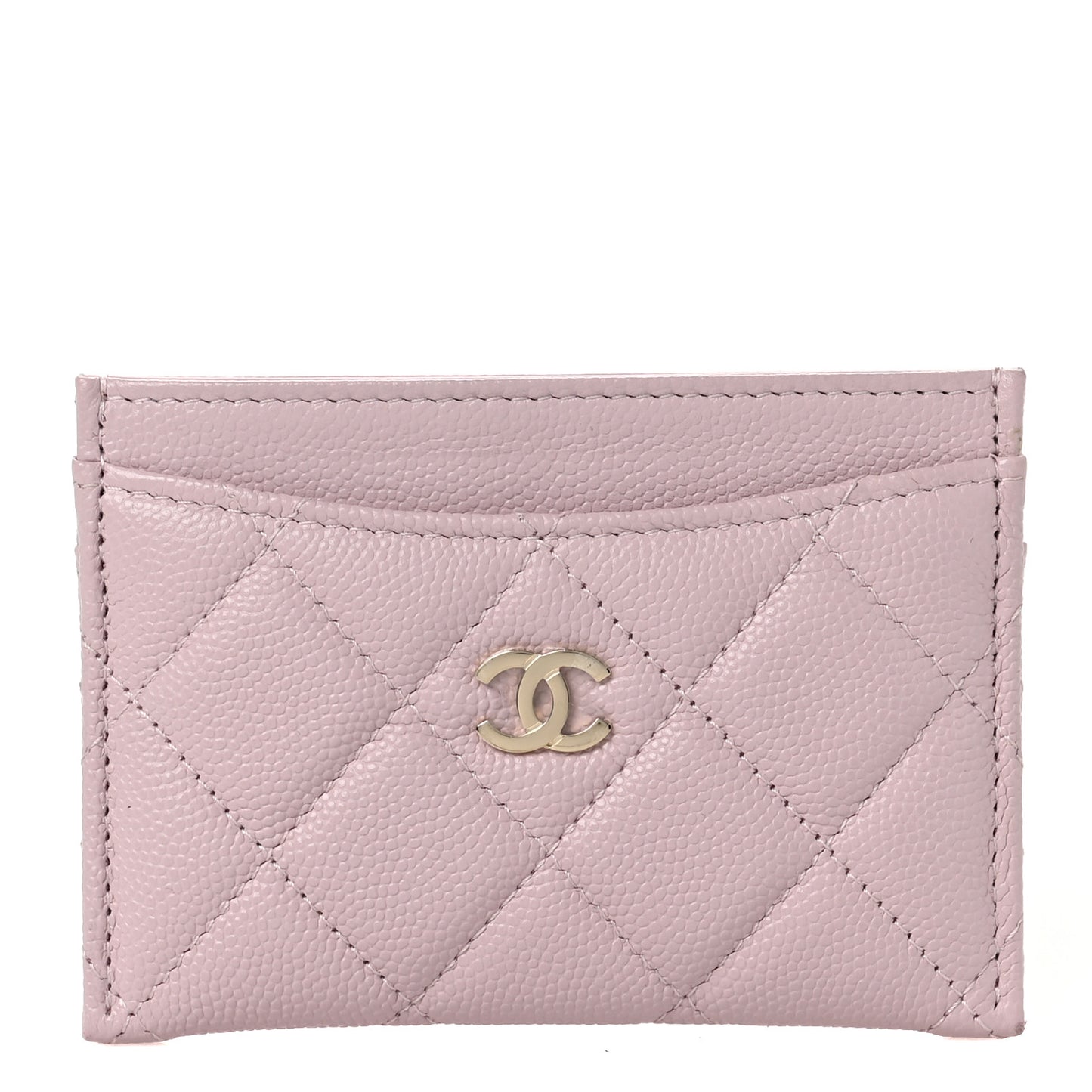 Caviar Quilted Card Holder Light Pink