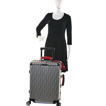 Fendi X RIMOWA Aluminum FF Print Roll Away Carry On Luggage Silver Red 2 of 23