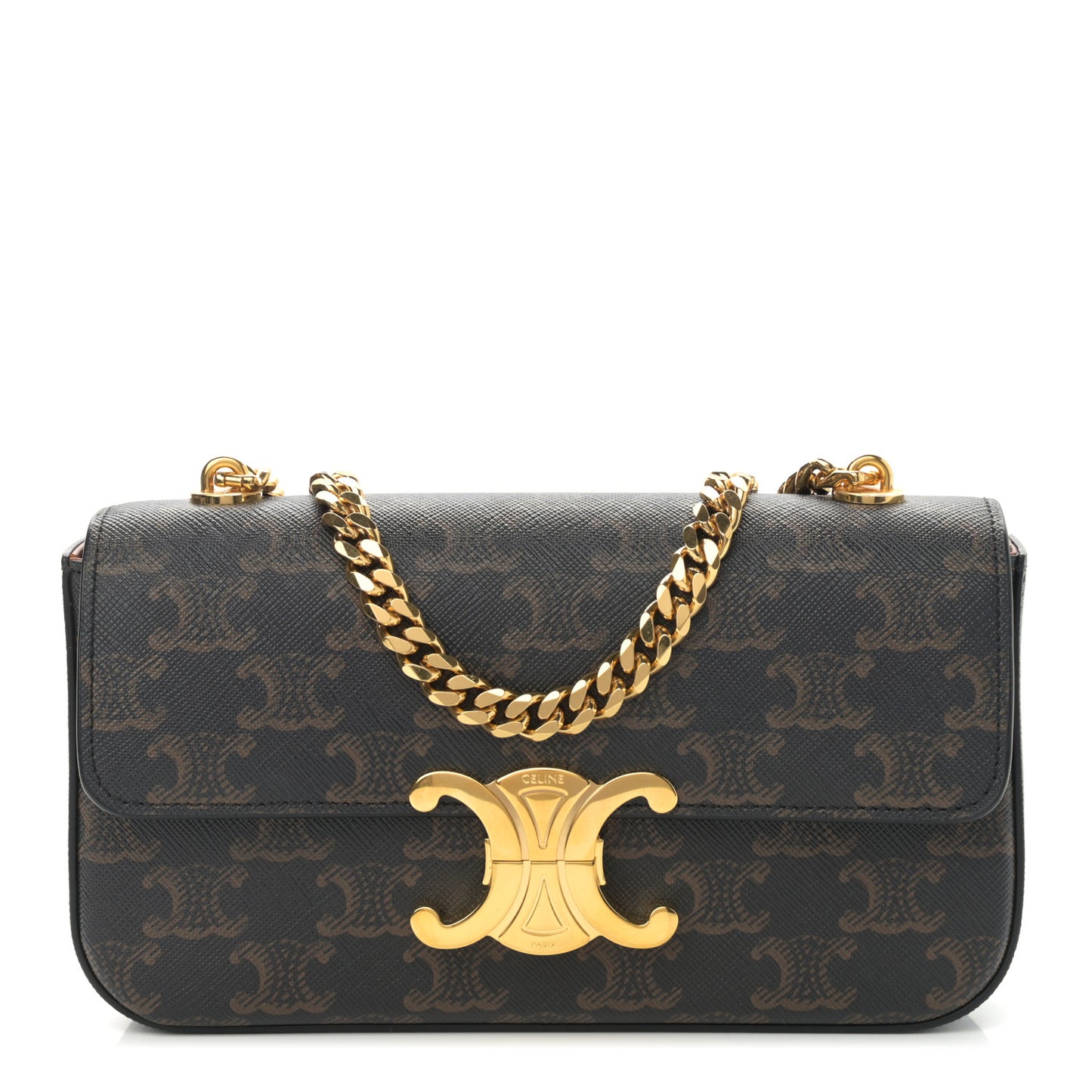 Triomphe Canvas Chain Shoulder Bag Tan