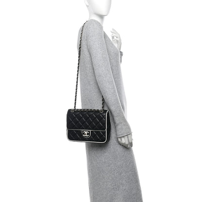 Chanel Lambskin Quilted Resin Graphic Frame Flap Bag Black White 2 of 12