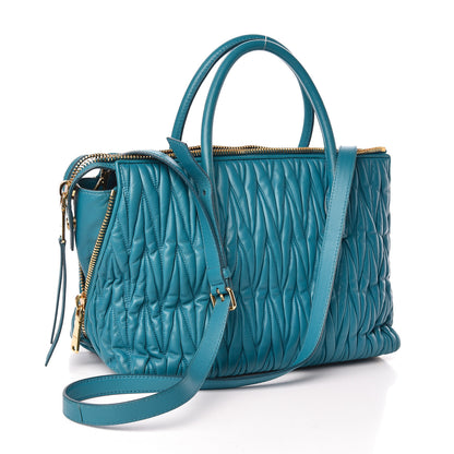 Miu Miu Nappa Matelasse Zip Tote Laguna 3 of 14
