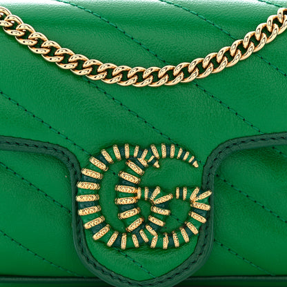 Gucci Azalea Calfskin Enamel Matelasse Diagonal Super Mini Torchon GG Marmont Shoulder Bag New Shamarock Emerald 8 of 11