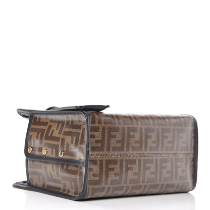 Fendi Glazed Fabric Vitello Century FF 1974 Stamp Patch Mini Peekaboo Defender Cover Mogano Panna Black 4 of 8