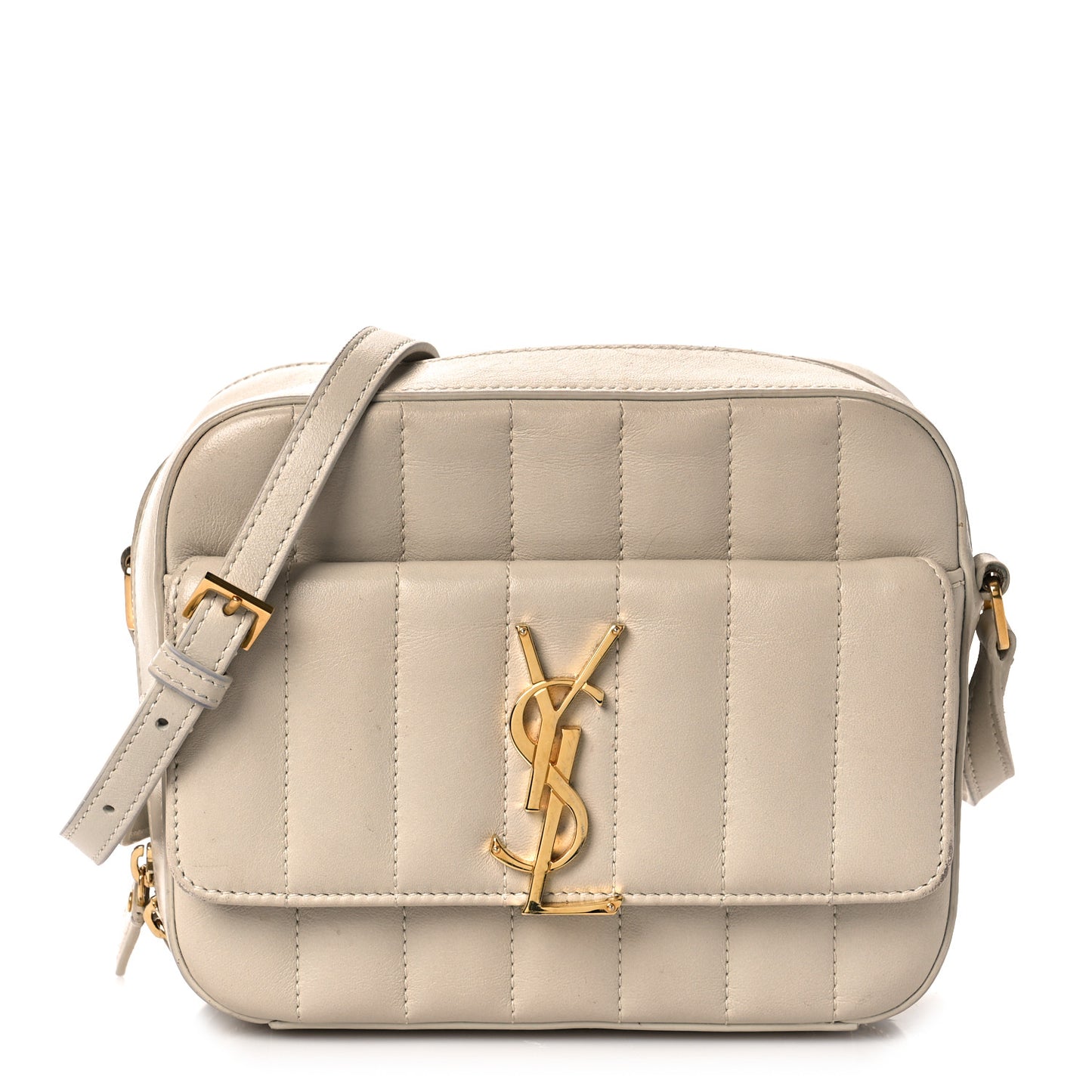 Lambskin Matelasse Monogram Vicky Camera Bag Crema Soft